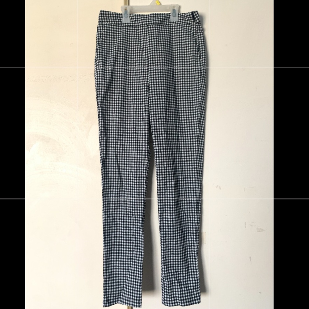 Lucy Wang High Waisted Checkered Black and White Slim Leg Pants